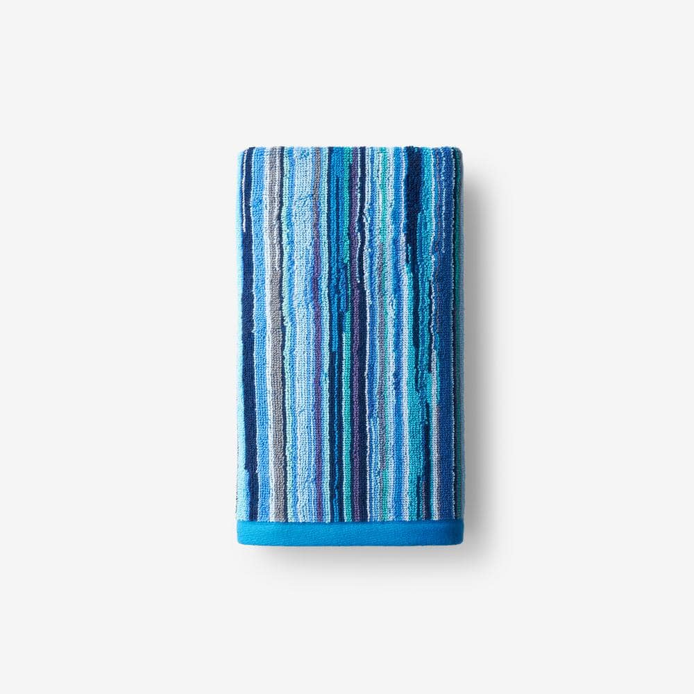 The Company Store Rhythm Blue Striped Cotton Single Hand Towel VK17