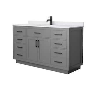 Beckett TK 60 in. W x 22 in. D x 35 in. H Single Bath Vanity in Dark Gray with White Cultured Marble Top