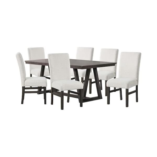 High Line 7-Piece White Wood Top Dining Table Set (Seats-6)