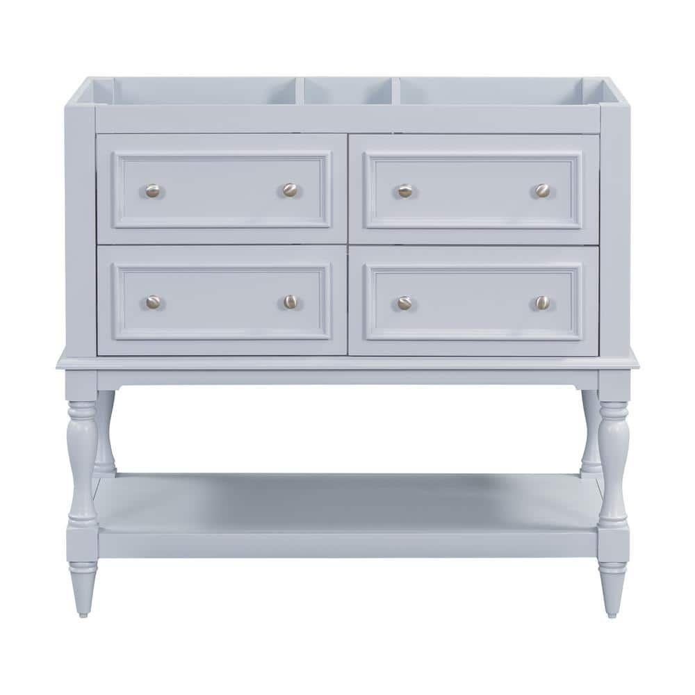 36 in. Solid Wood Frame Freestanding Bath Vanity Cabinet without Top in Blu