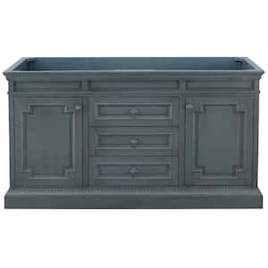 Cailla 60 in. W x 21.5 in. D x 34 in. H Bath Vanity Cabinet without Top in Distressed Blue Fog