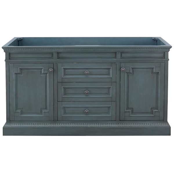 Home Decorators Collection Cailla 60 in. W x 21.5 in. D x 34 in. H Bath Vanity Cabinet without Top in Distressed Blue Fog