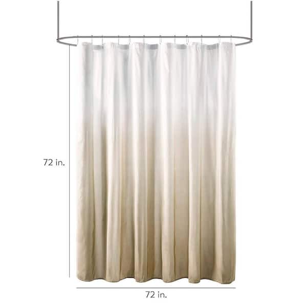 Loire Taupe 72 in. x 72 in. Ombre Printed Seersucker Shower Curtain