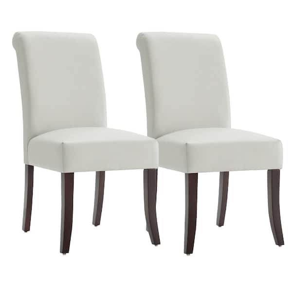 Spruce & Spring Tethys Light Gray Faux Leather Parsons Chair (Set of 2)
