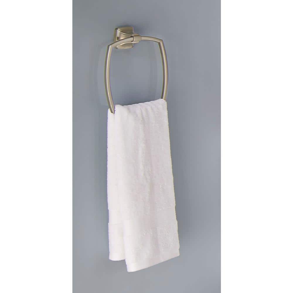 Brushed Nickel Rectangular Wall Mounted Towel Ring
