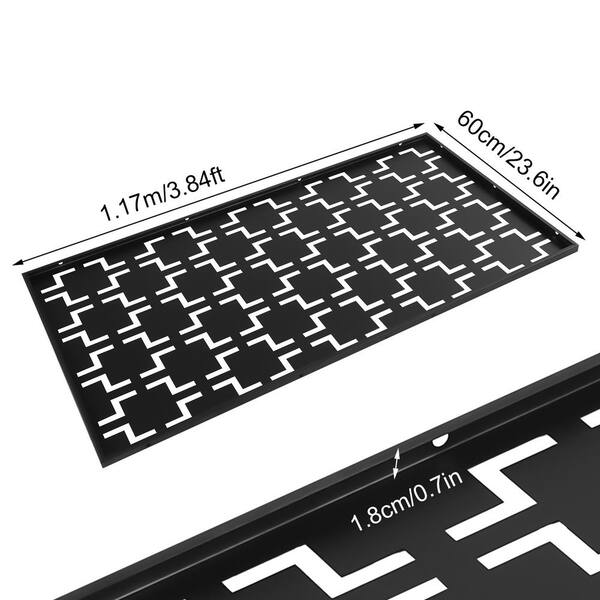 Decorative Outdoor Metal Privacy Screen Panel Checkered Pattern in Black