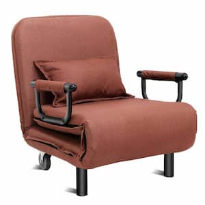 25 in. Width Big and Tall Brown Polyester Convertible Ergonomic Recliner
