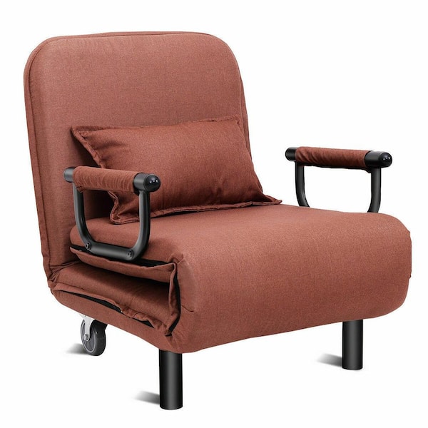 Costway 25 in. Width Big and Tall Brown Polyester Convertible Ergonomic Recliner