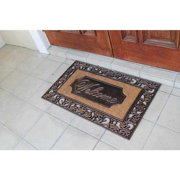 A1HC First Impression Brush Large 23 in. x 38 in. Rubber and Coir Door Mat
