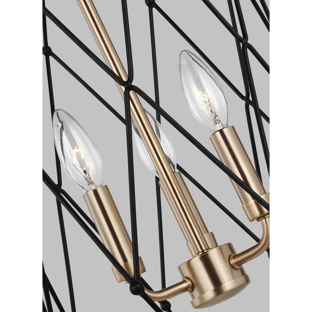 Zarra Satin Brass 3-Light Geometric Pendant