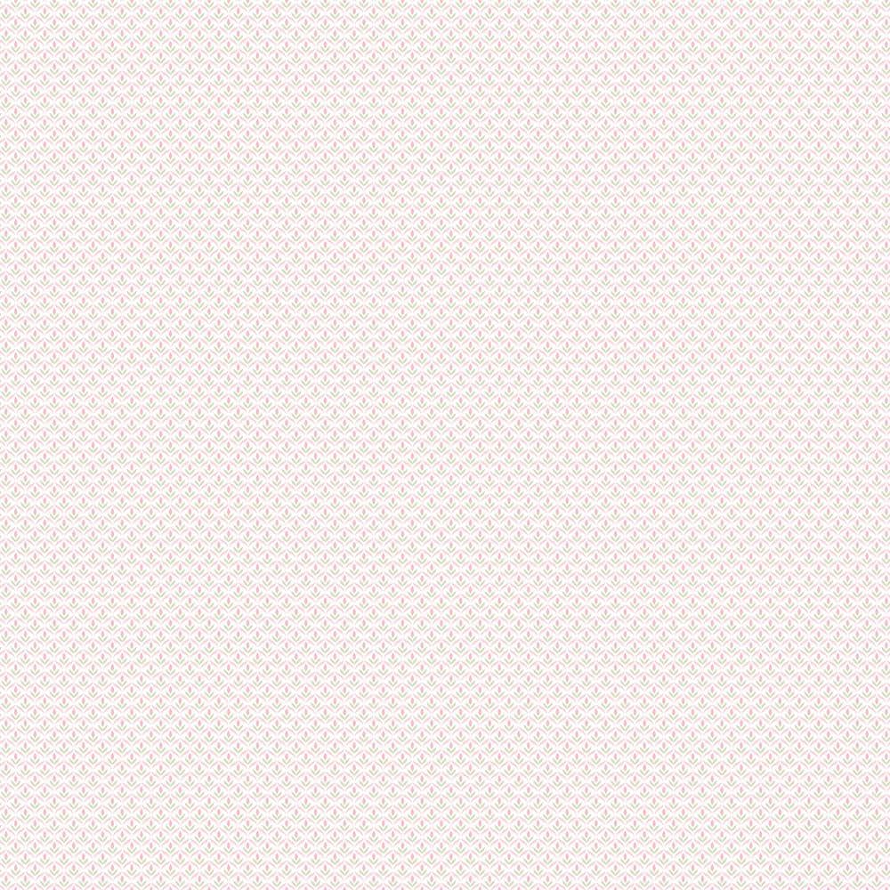 Tiny Tulips Pink Green Matte Finish Non-Woven Paper Non-Pasted Wallpaper Ro