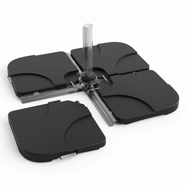 230 lbs. Sand/Water Fillable HDPE Patio Umbrella Base with Lock Pins and Easy-Fill Spouts in Black