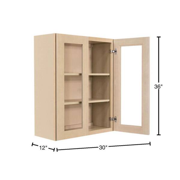 LIFEART CABINETRY Lancaster Shaker Assembled 30x36x12 in. Wall Mullion Door Cabinet with 2 Doors 2 Shelves in Stone Wash