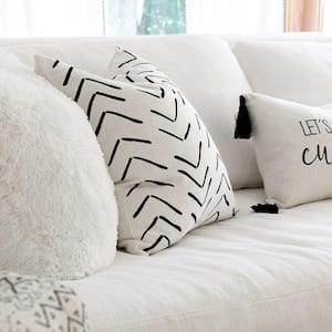 Hygge Row White 20 in. x 20 in. Throw Pillow Cover