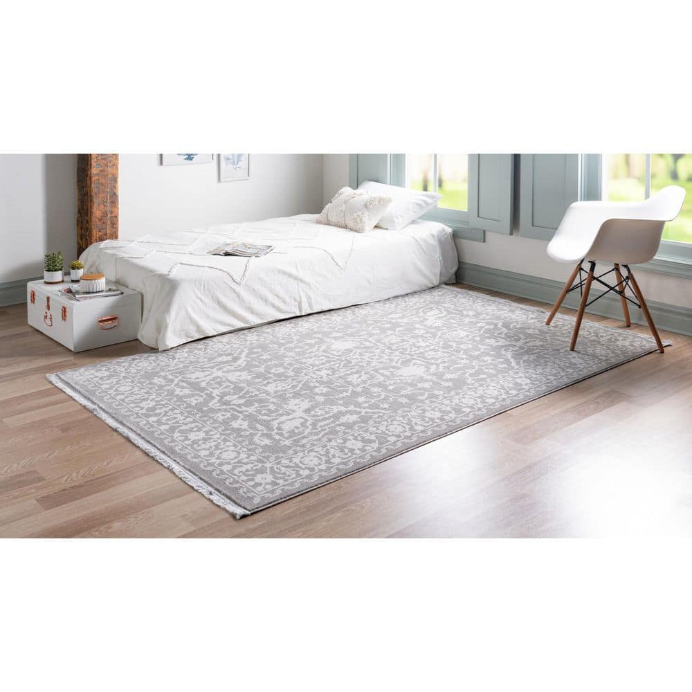 Light Gray Modern Classical 8' x 10' Indoor Abstract Rug