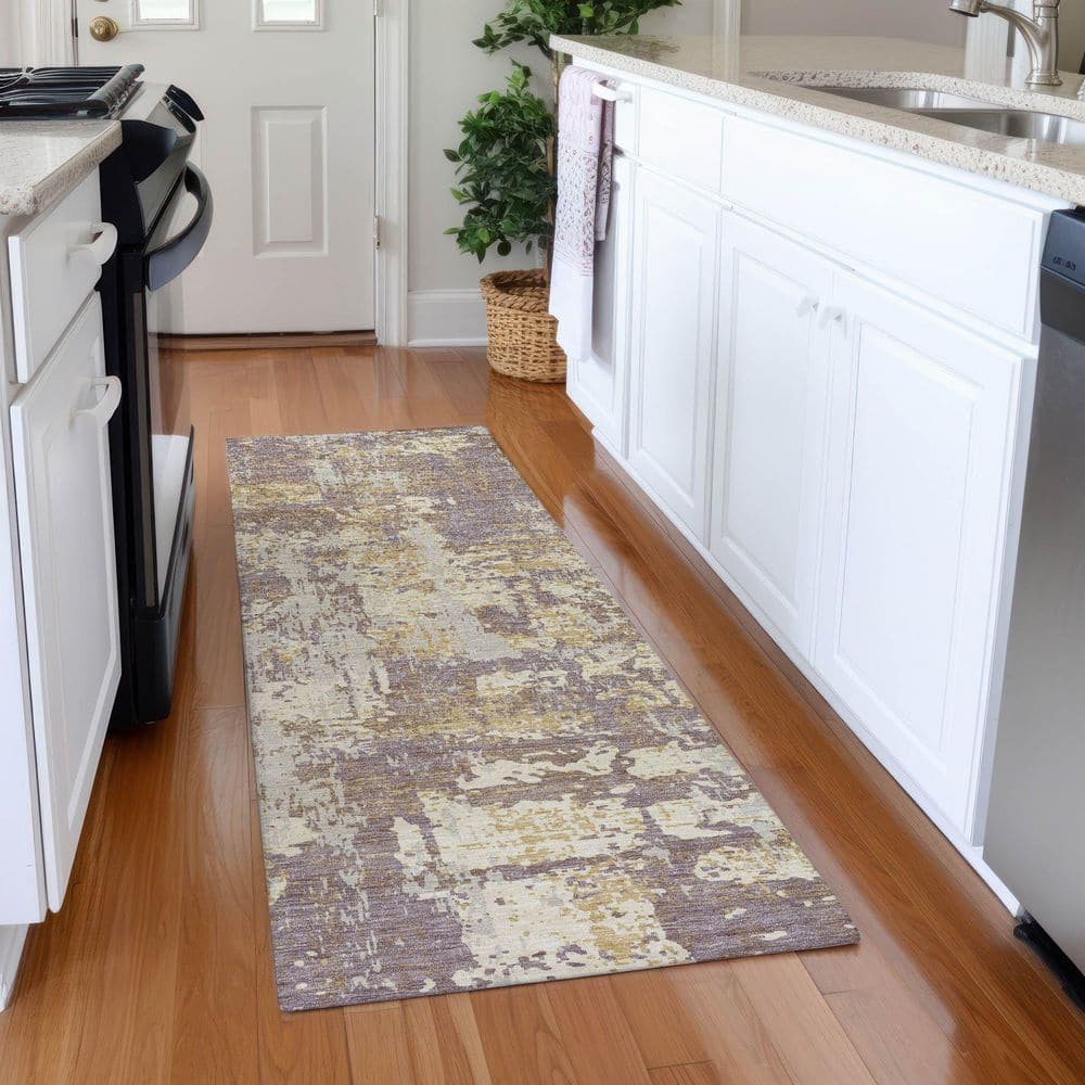 Mayfield Premium Machine Washable Abstract AMF1008 Lavender 2 ft. 3 in. x 7 ft. 6 in. Runner Rug price history on PriceWatchPro
