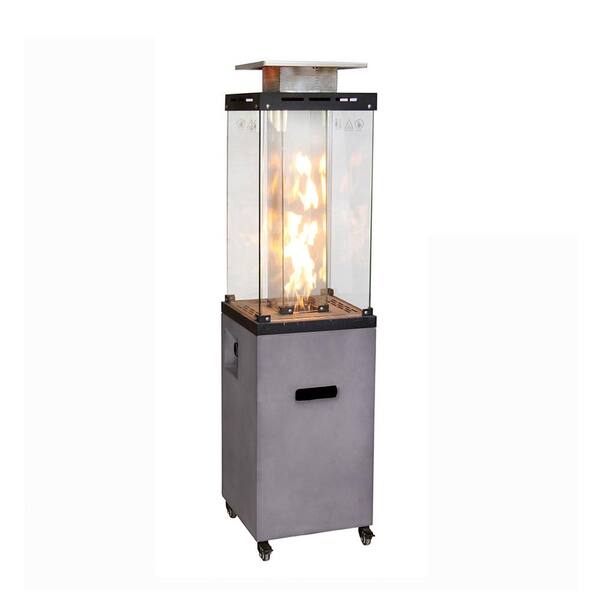 Runesay 61 in. H x 16 in. W Outdoor Propane Gas Fire Heater with Tempered Glass Fire Pit in Gray