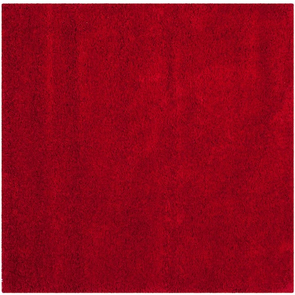SAFAVIEH Milan Shag Red 9 ft. x 9 ft. Solid Flokati Square Area Rug