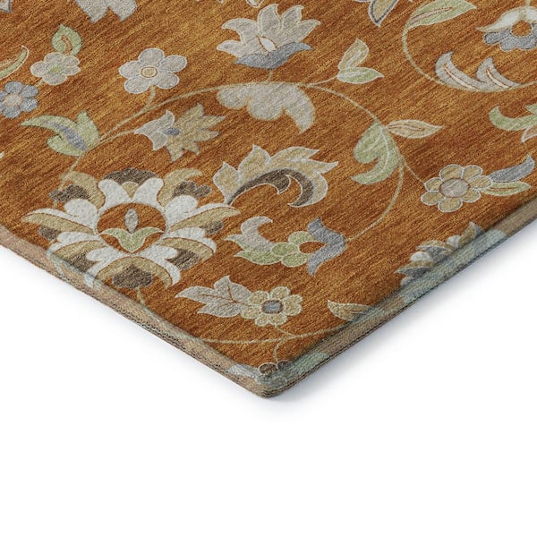 Mayfield Premium Machine Washable Abstract AMF1006 Paprika 3 ft. x 5 ft. Area Rug