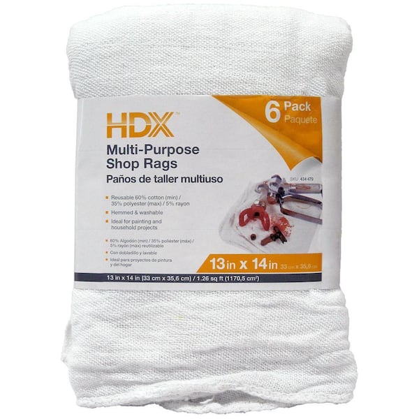 HDX 13 in. x 14 in. Cotton Painter's Rags (6-Count)