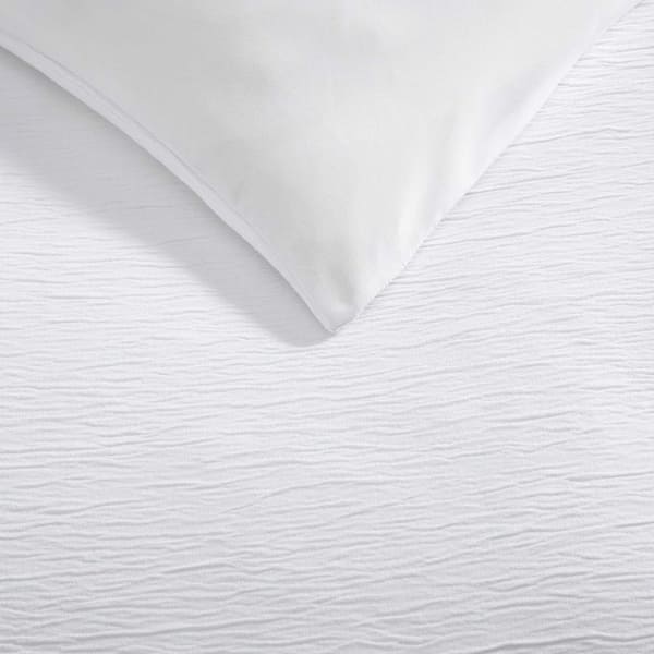 Laura Ashley Crinkle 3-Piece Snow Woven Polyester Gauze Queen