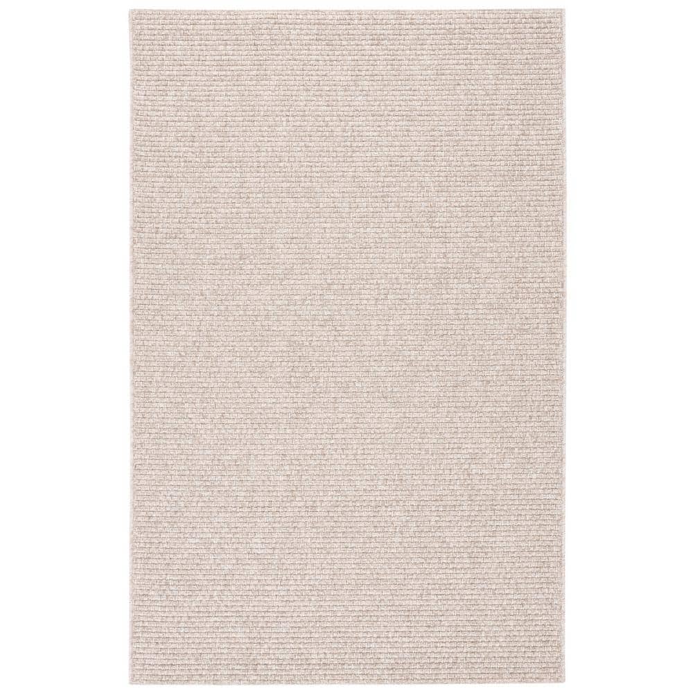 Beige Flat Woven Reversible Synthetic 4' x 6' Rug