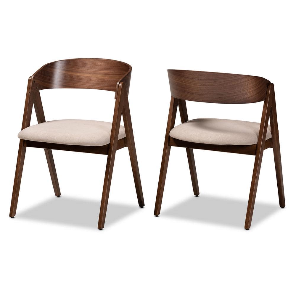 Baxton Studio Danton Beige and Walnut Brown Dining Chair Set of 2