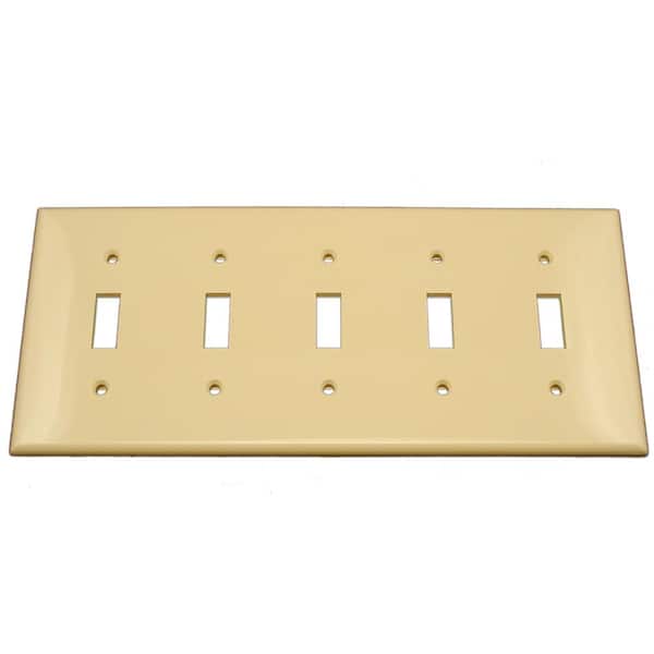 Leviton 5-Gang Ivory Toggle Nylon Standard Wall Plate (1-Pack) 80723-I