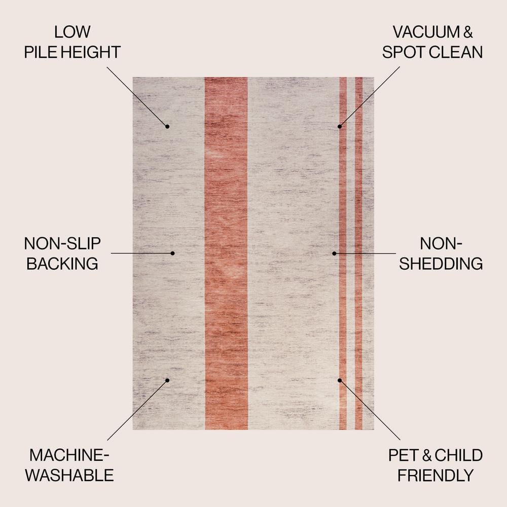Ivory Stripe Easy-Care Synthetic 4' x 6' Area Rug