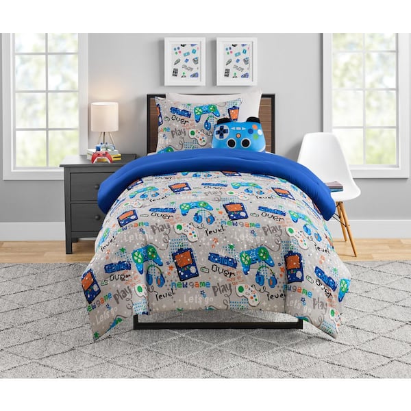 VCNY Home Gamer 3-Piece Blue Microfiber Twin Comforter Set GAM-3CS