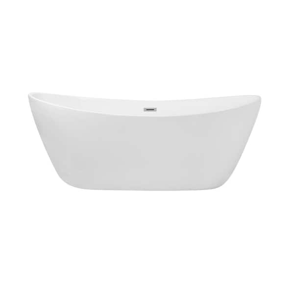 Unbranded Timeless Home 72 in. L x 31.5 in. W x 28 in. H Oval Acrylic Flatbottom Non-Whirlpool Bathtub in Glossy White