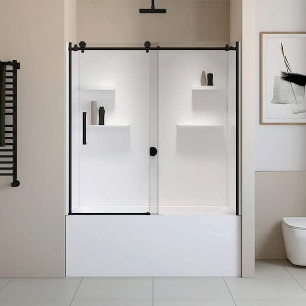 Beladone 82 in. x 32 in. Right Skirted Soaking Bathtub Kit with Right Drain in White