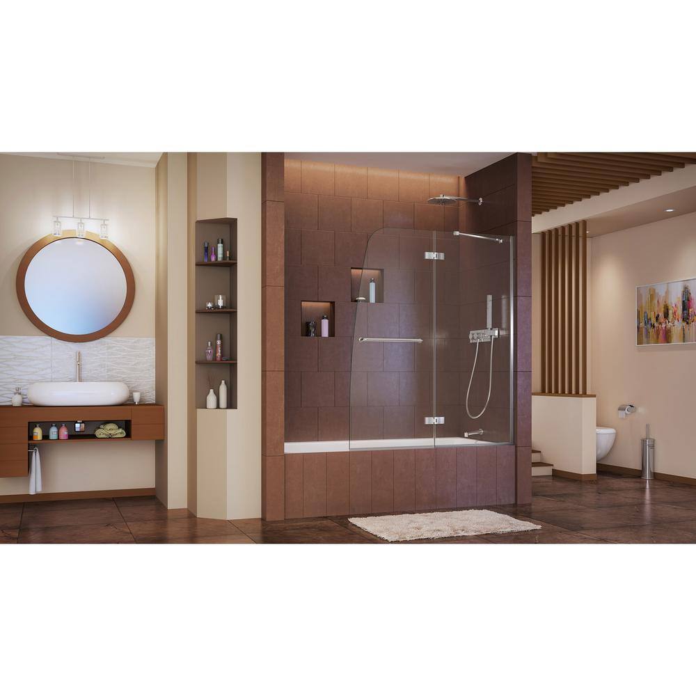Aqua Ultra 48" Frameless Hinged Tub Door with Clear Glass