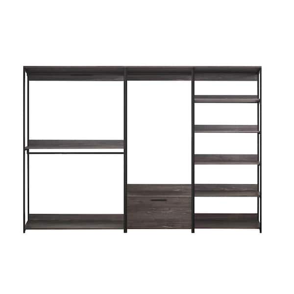 Monica 111 in. W Rustic Gray Walk-in Wood Closet System