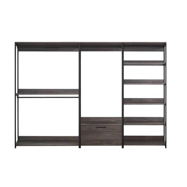 Klair Living Monica 143 in. W Rustic Gray Walk-In Wood Closet System