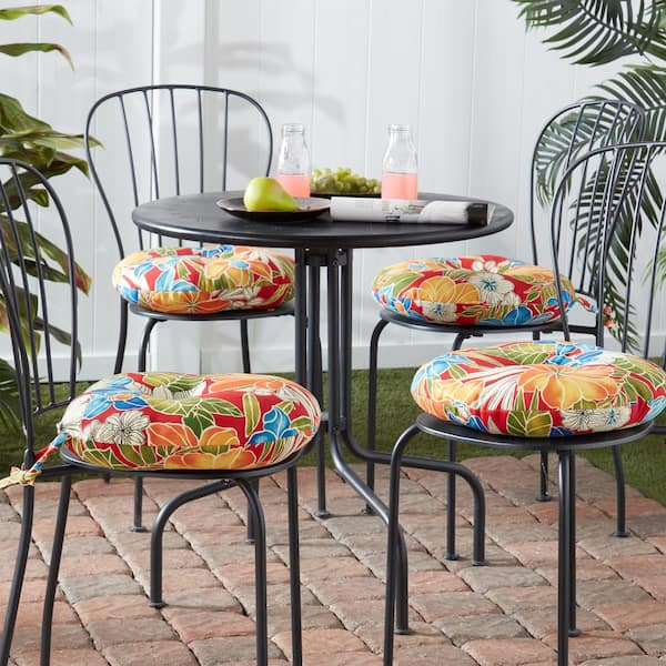 Greendale Home Fashions Aloha Red Floral 15 in. Round Outdoor Seat