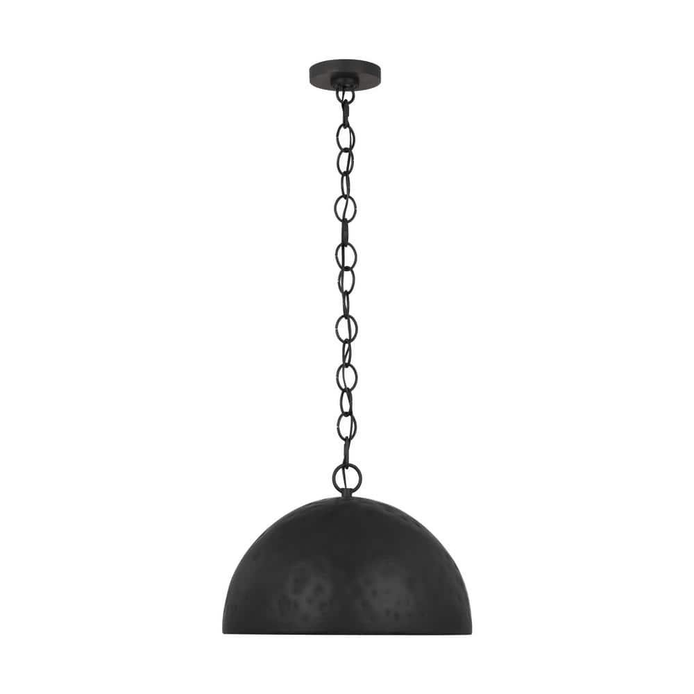 Aged Iron Dome Single Light Pendant with Chain