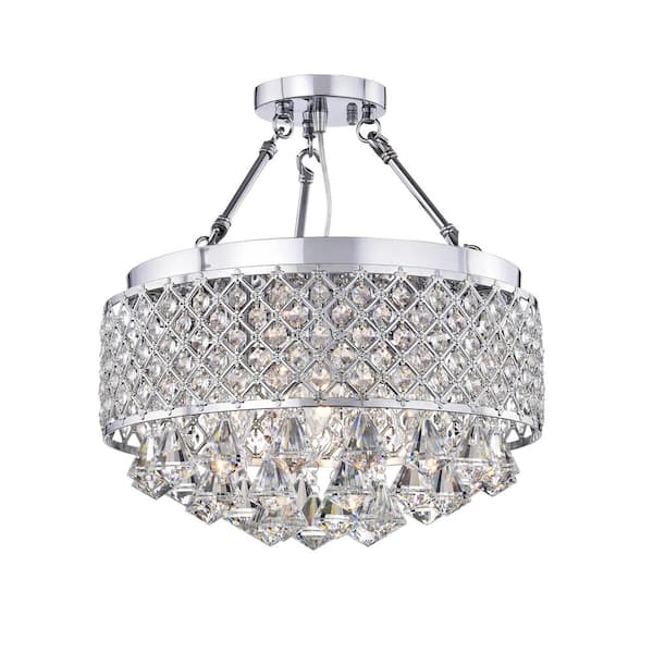 DESwan Modern 4-Light Chrome Finish Chandelier with Glass Shades