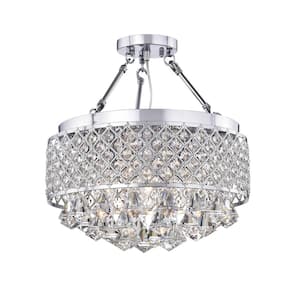Modern 4-Light Chrome Finish Chandelier with Glass Shades