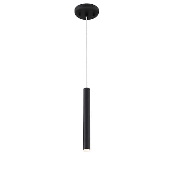 Unbranded 5-Watt Matte Black Integrated LED Mini Pendant with Matte Black Steel Shade