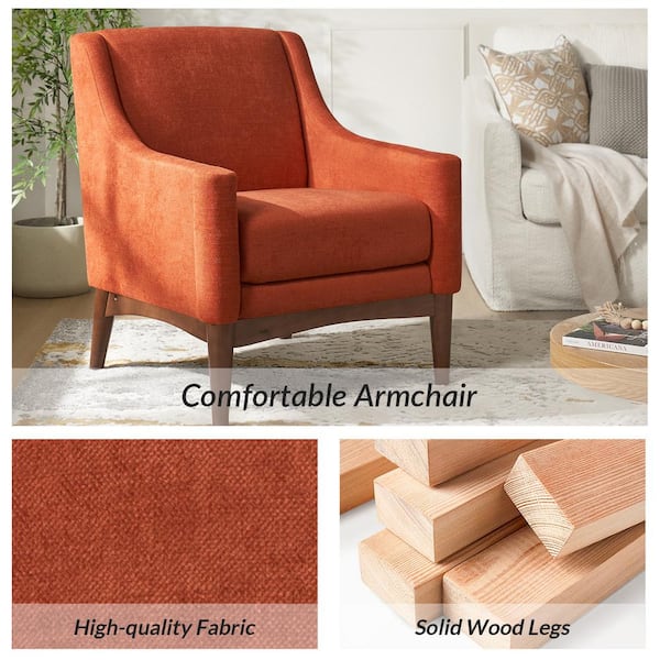 JAYDEN CREATION Gerard Orange Armchair with Solid Wood Legs