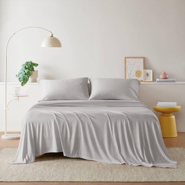 Intelligent Design Cotton Blend Jersey Knit 3-Piece Grey Cotton Blend Twin XL All Season Sheet Set
