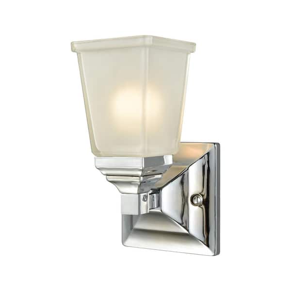 Thomas Lighting Sinclair 1-Light Polished Chrome With Frosted Glass Bath Light