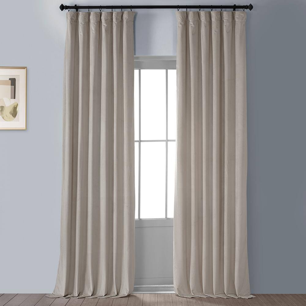 Exclusive Fabrics Furnishings Cool Beige Velvet Rod Pocket Blackout Curtain 50 In W X 108 L Vpch 160405 The Home Depot Exclusive Fabrics Furnishings Cool, Beige Color Curtains