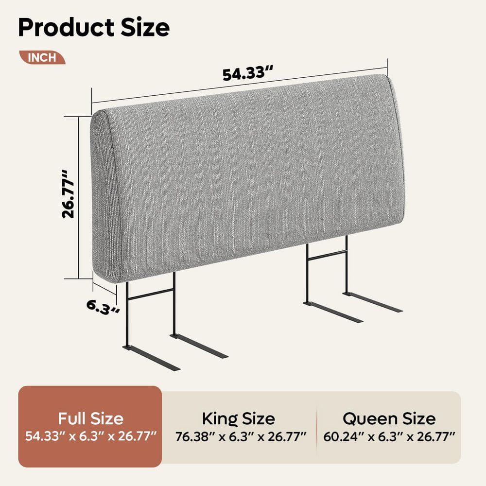 Gray Queen Ergonomic Upholstered Foam Headboard Adjustable Headboard - thumbnail 8