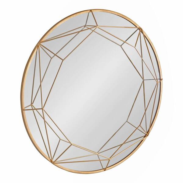 Kate and Laurel Keyleigh 30 in. x 30 in. Classic Round Framed Gold Wall