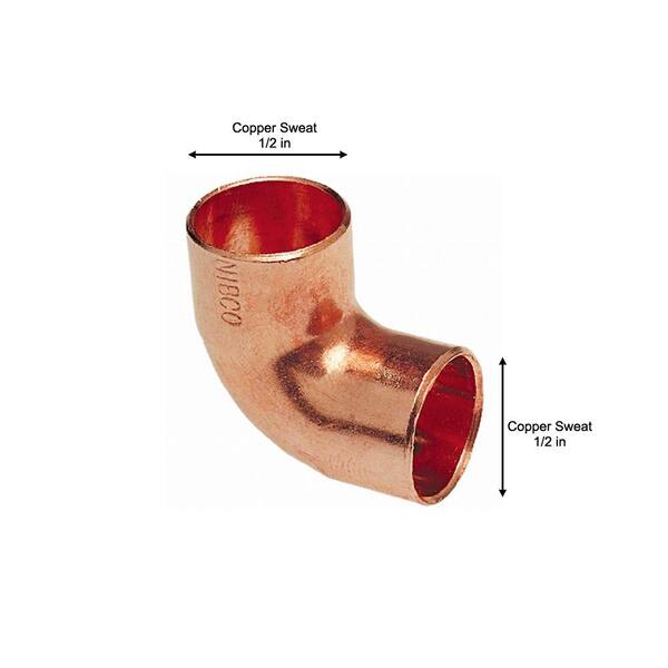 10 1" C x 1/2" C 90-Degree Reducing Copper Elbows 