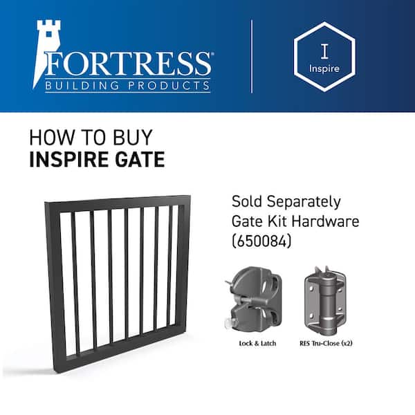 FORTRESS Inspire Railing 32.5 in. H x 34 in. W Aluminum Black Sand Gate  58563218 - The Home Depot