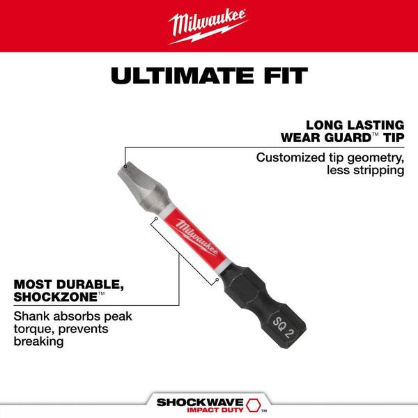 Milwaukee SHOCKWAVE Impact Duty 2 in. Square #2 Alloy Steel Screw