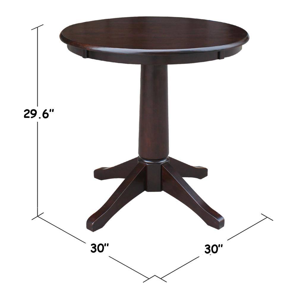 30" Round Rich Mocha Wood Pedestal Dining Table